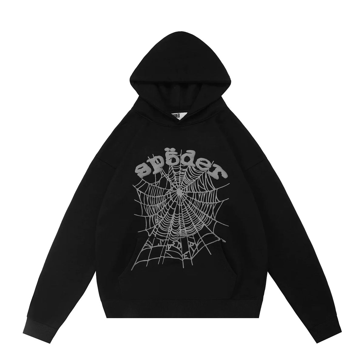 Sp5der Classic Web & White Typography Black Pullover Hoodie