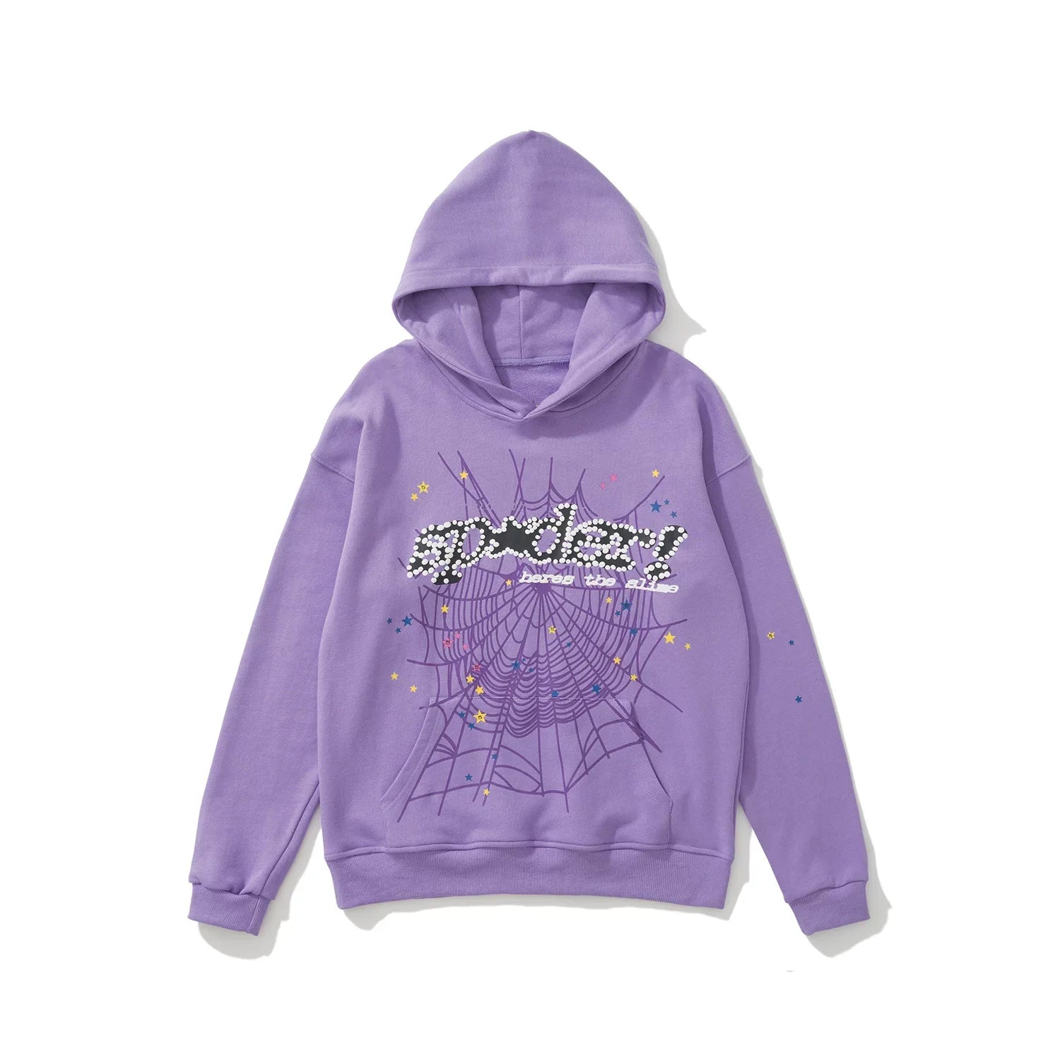 Sp5der Star & Web Graphic Light Purple Pullover Hoodie