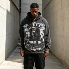 Vale Forever Retro Washed Distressed Number 14 Hoodie