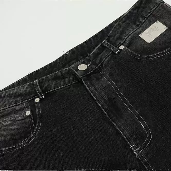 Revenge Multi Needle Embroidered Washed Straight Jeans