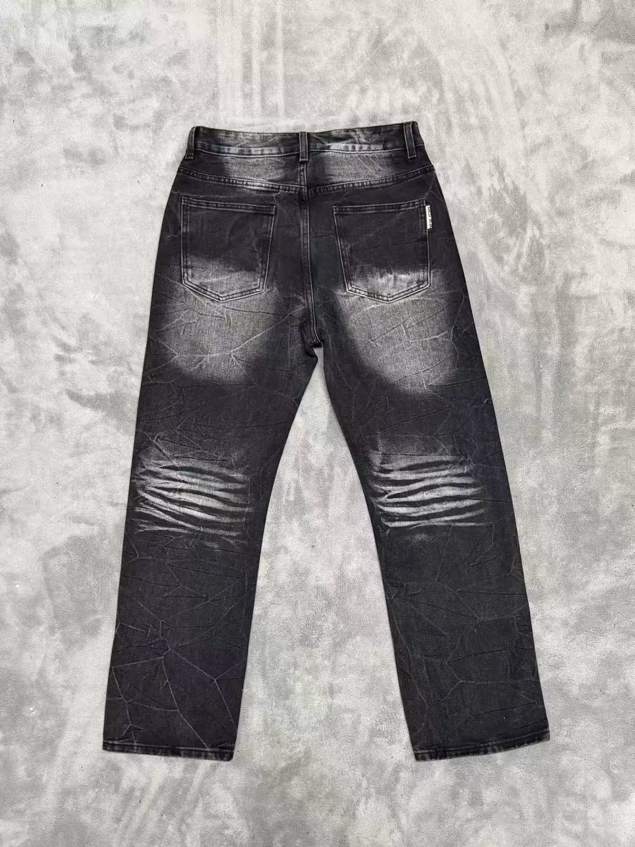 Vale Forever Streetwear Black Rhinestone Straight Jeans