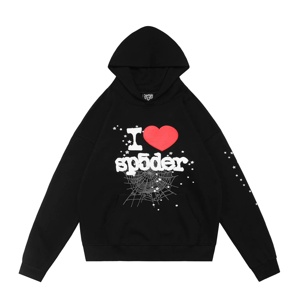 Sp5der "I ❤️ Sp5der" Heart Web Foam Print Black Pullover Hoodie