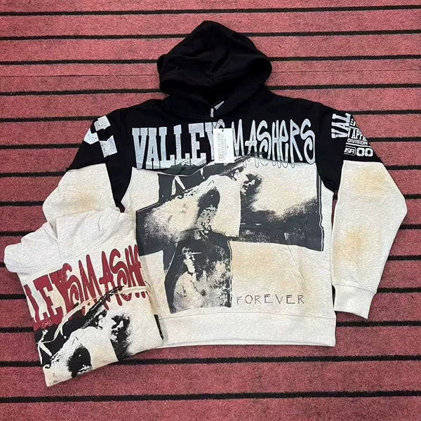 Vale Valley Patchwork Graphic Letter High Street Hoodie
