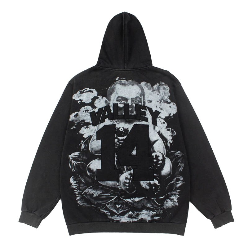 Vale Forever Retro Washed Distressed Number 14 Hoodie