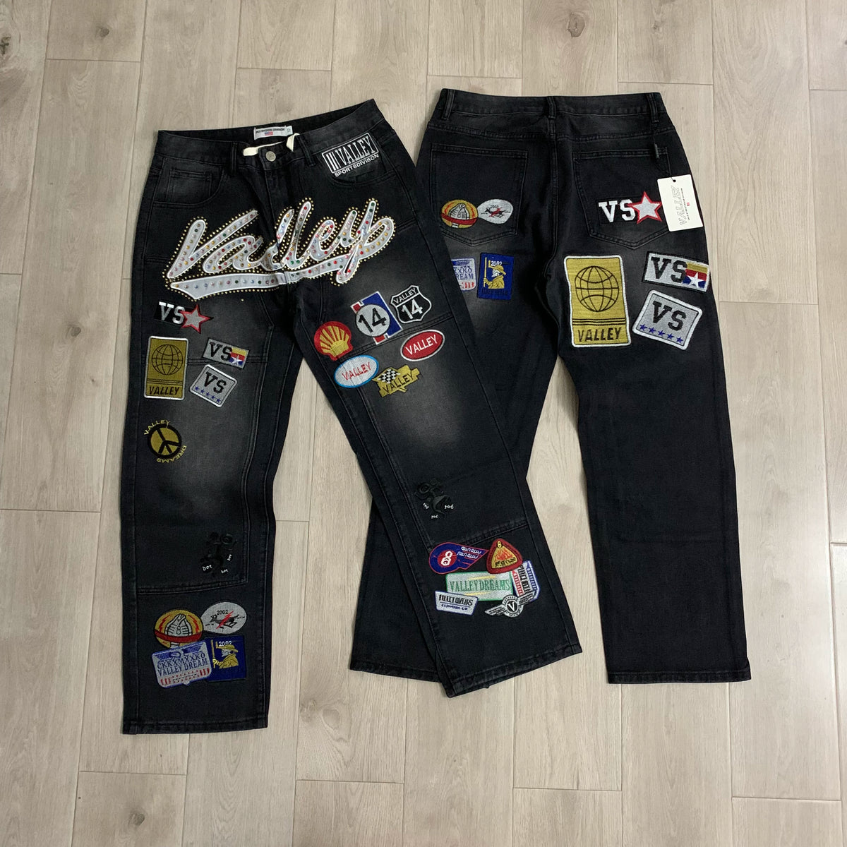 Vale Forever 1980s Retro Embroidered Straight Jeans