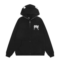 Revenge Autumn Winter Embroidered Logo Zip Up Hoodie