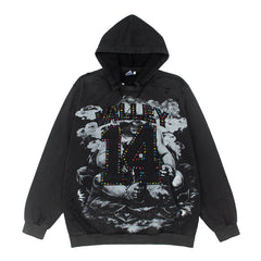 Vale Forever Retro Washed Distressed Number 14 Hoodie