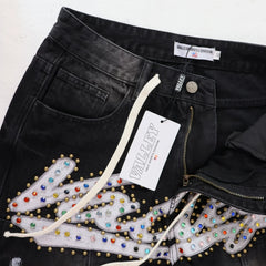 Vale Valley Retro Embroidered Rhinestone Straight Jeans
