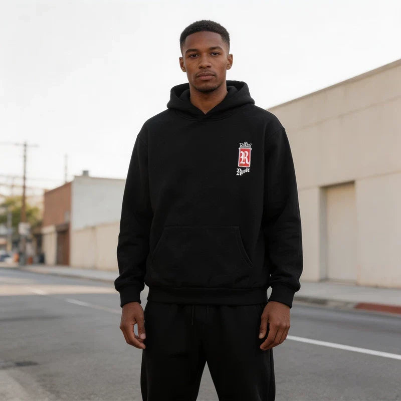 RHUDE 26ss Vintage Logo Fleece Lined Winter Hoodie