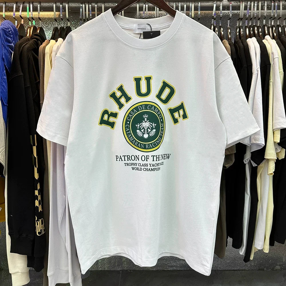 RHUDE Green Graphic Printed Vintage Oversized Summer Tee