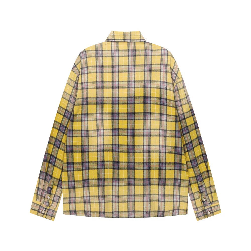 Vale Valley Retro Plaid Rhinestone Long Sleeve Shirt