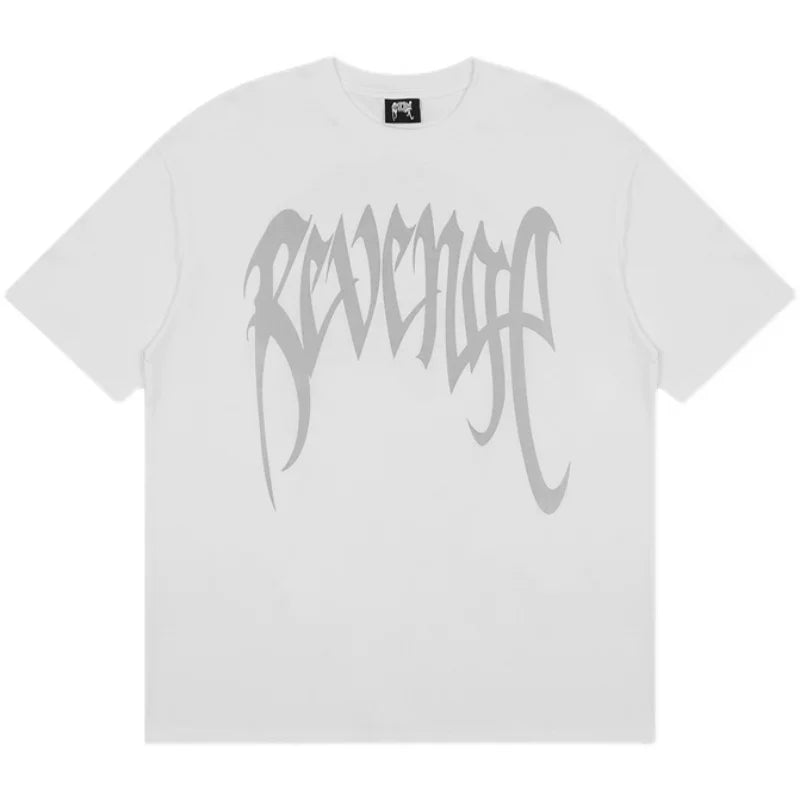 Revenge High Street 3M Reflective Skull Oversized Tee