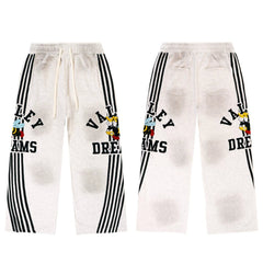 Vale Valley Bee Embroidered Distressed Striped Track Pants