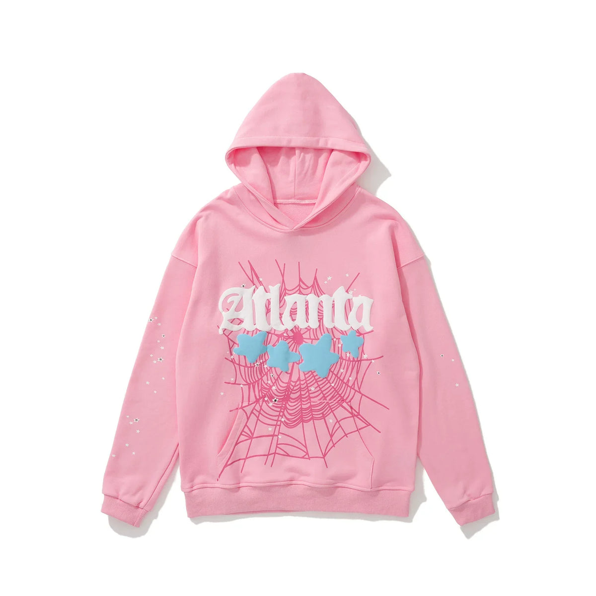 Sp5der "Atlanta" Web & Star Graphic Pink Pullover Hoodie