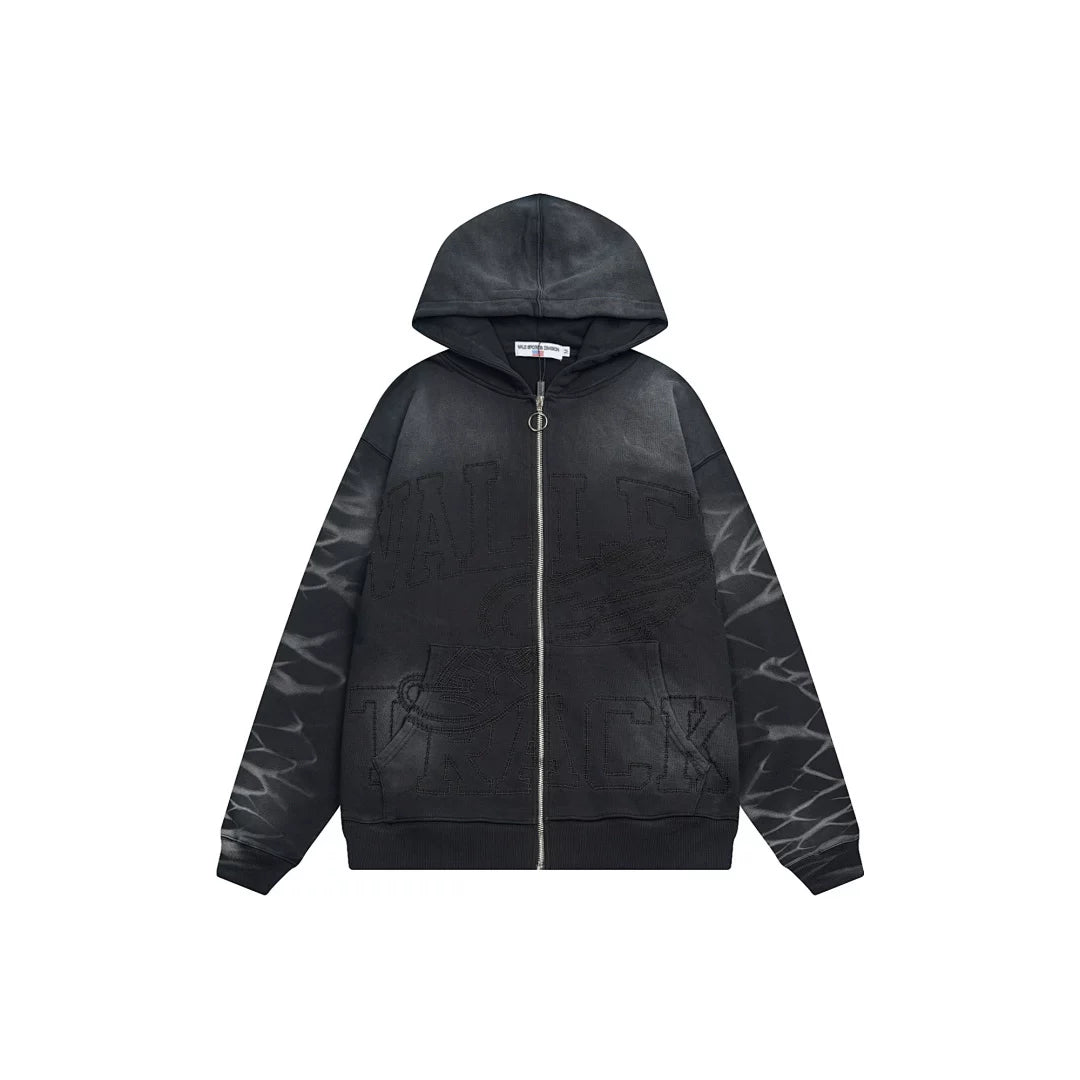 VALE VALLEY High Street Embroidered Zip Hoodie