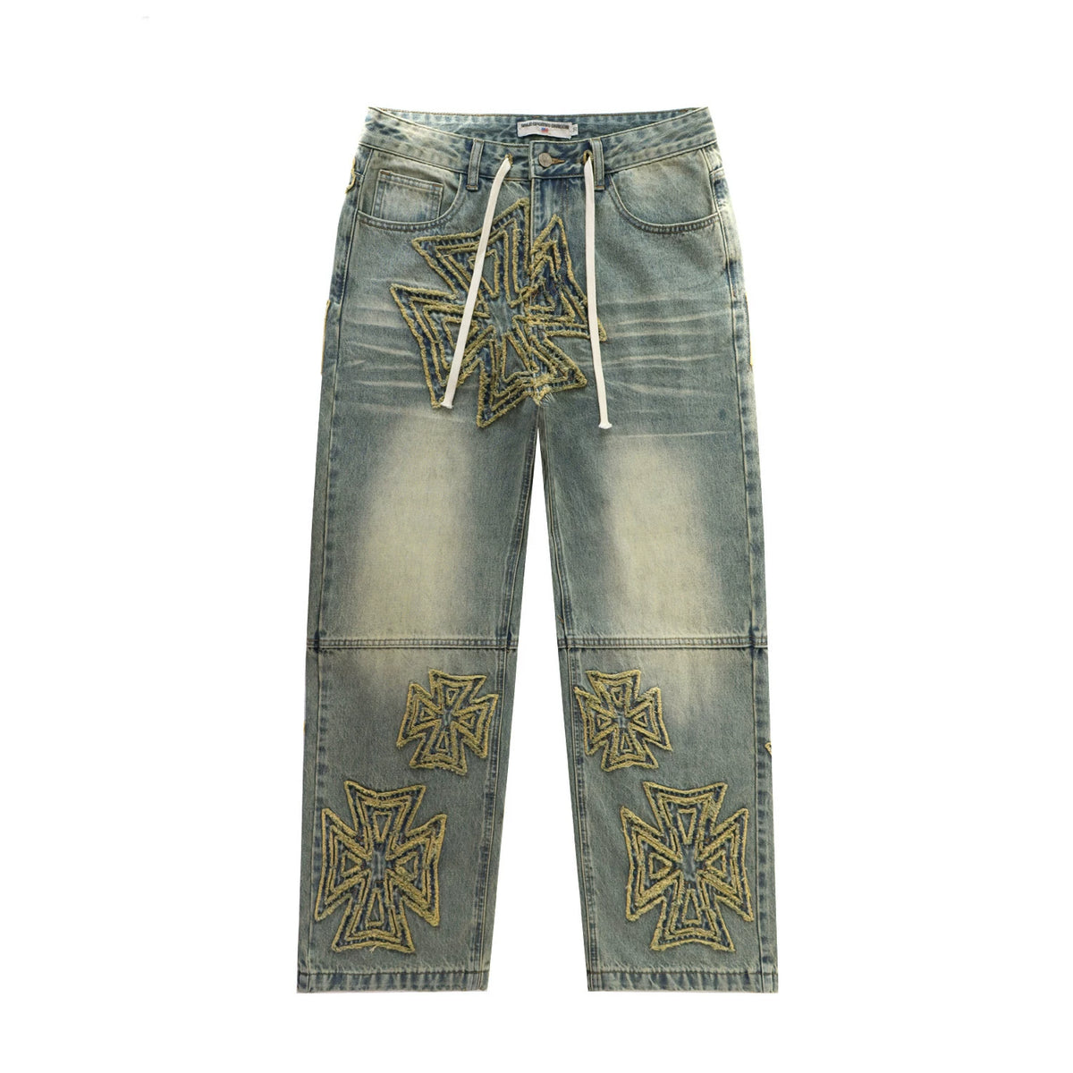 Vale Valley Retro Embroidered Distressed Straight Jeans