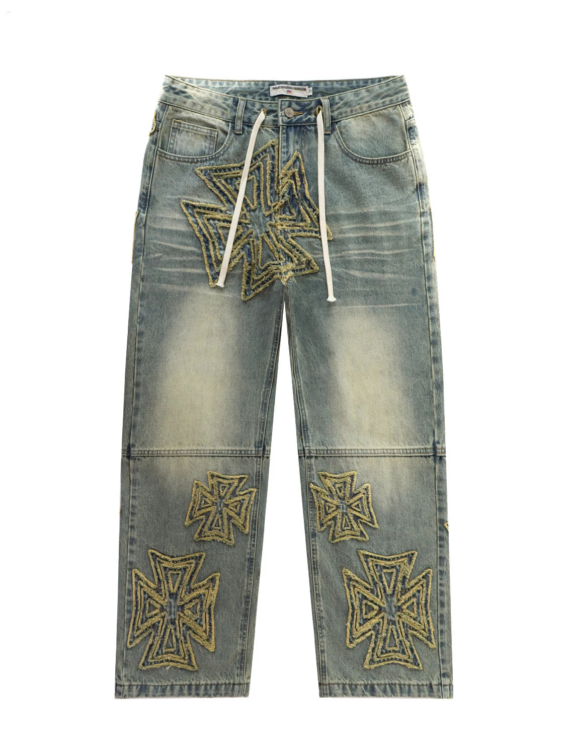 Vale Valley Retro Embroidered Distressed Straight Jeans