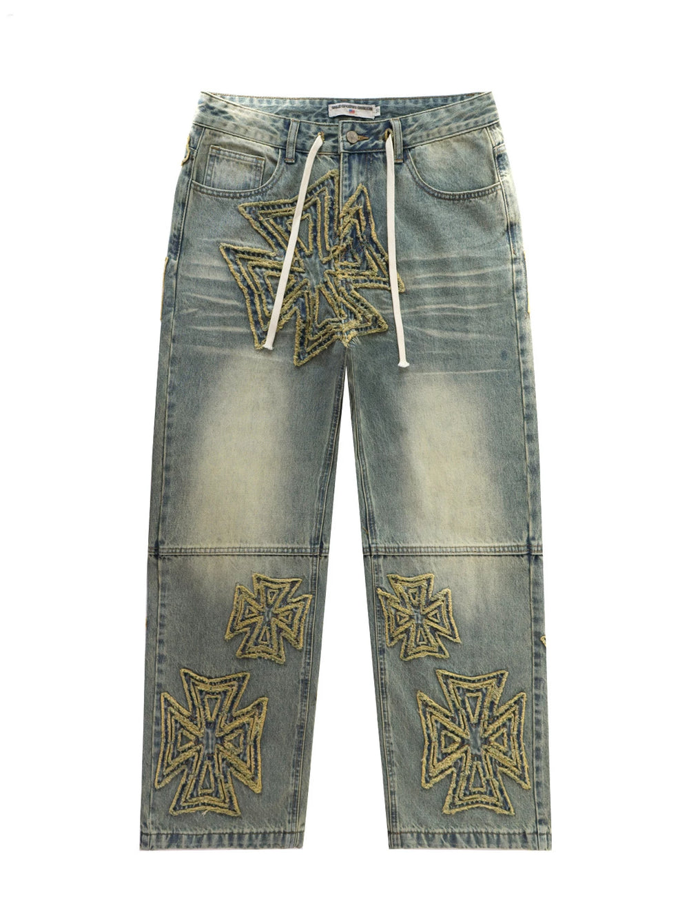 Vale Valley Retro Embroidered Distressed Straight Jeans