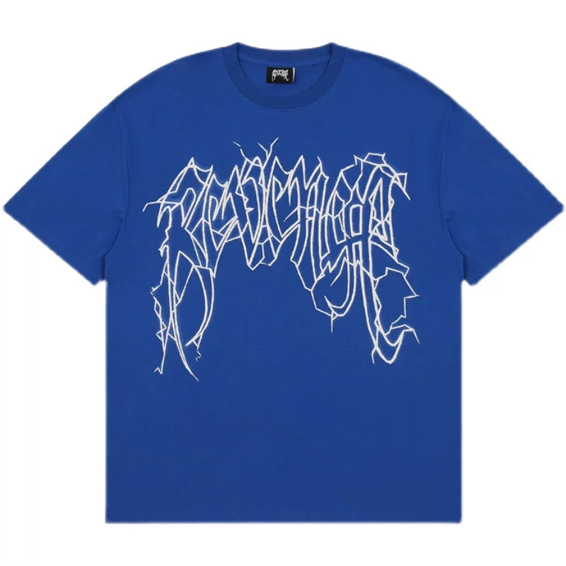 Revenge Lightning Logo Washed Oversized Cotton Tee