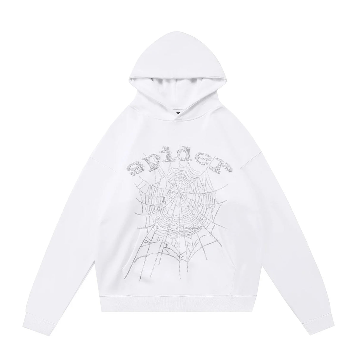 Sp5der White Web Foam Print White Pullover Hoodie