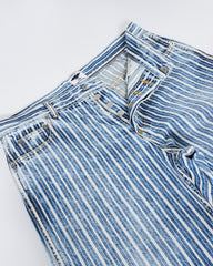 Dior Blue Denim and White Stripe Straight Leg Jeans - US 6