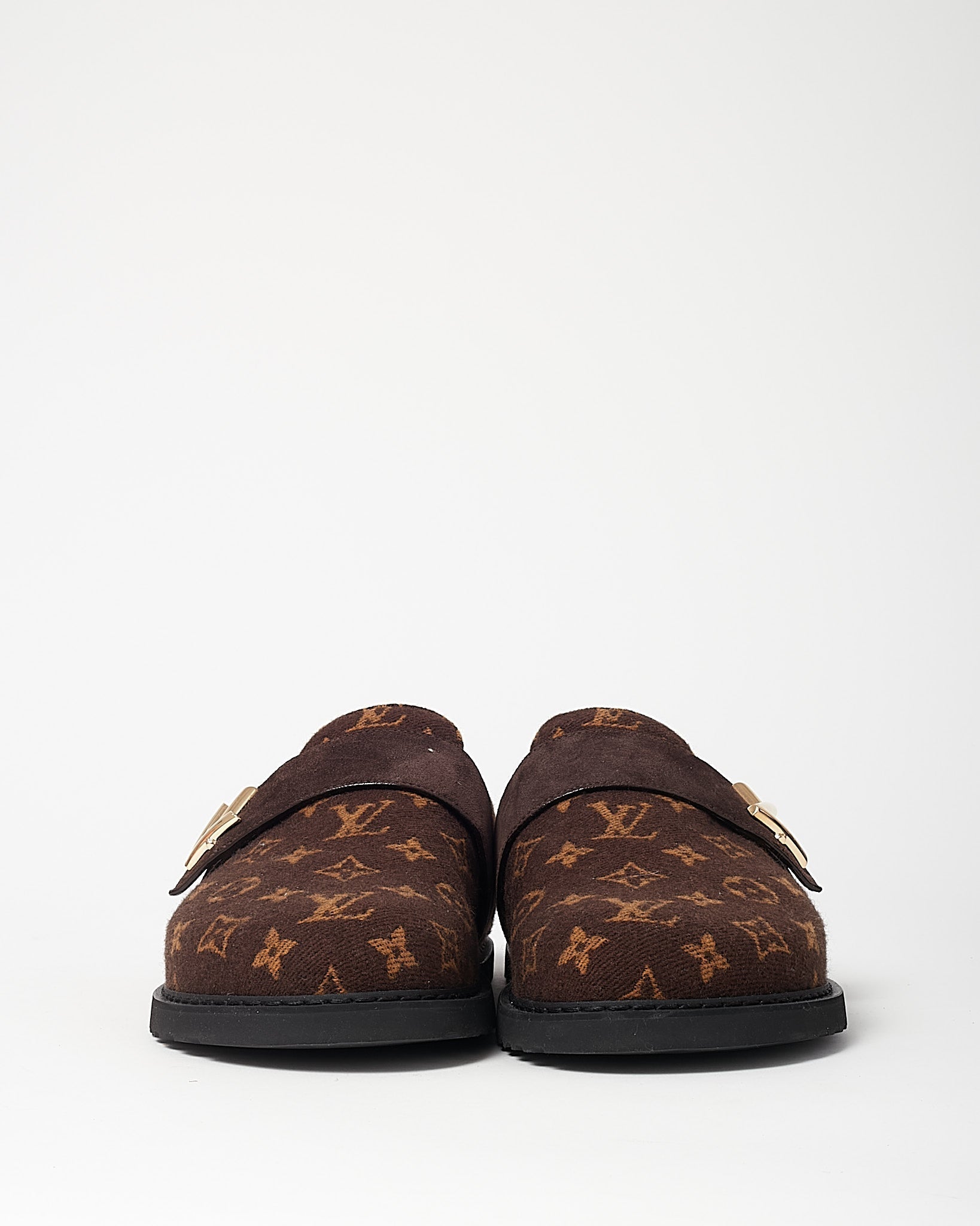 Louis Vuitton Brown Monogram Cashgora Wool LV Cosy Flat Comfort Closed Mules - 41