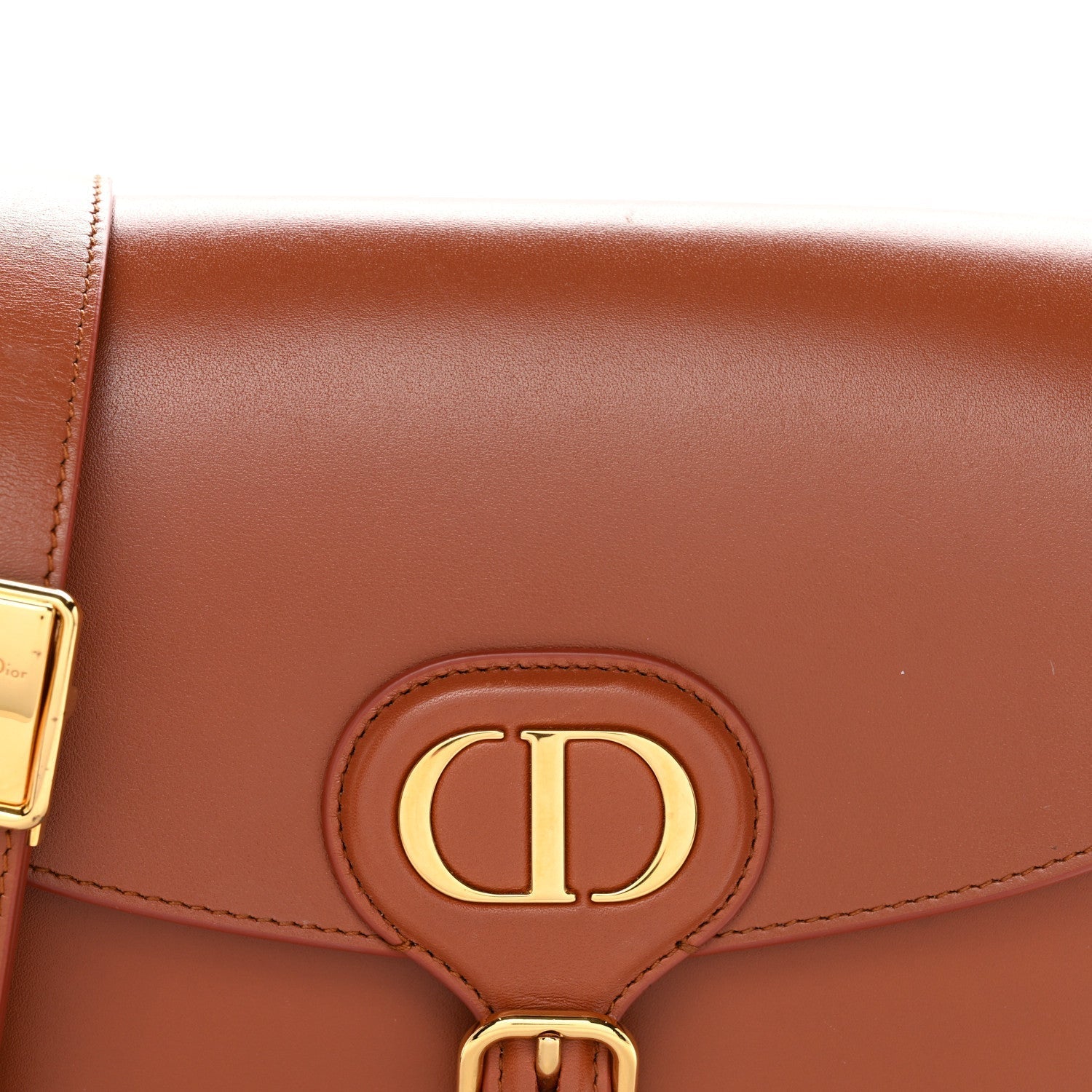 Box Calfskin Medium Bobby Flap Dark Tan