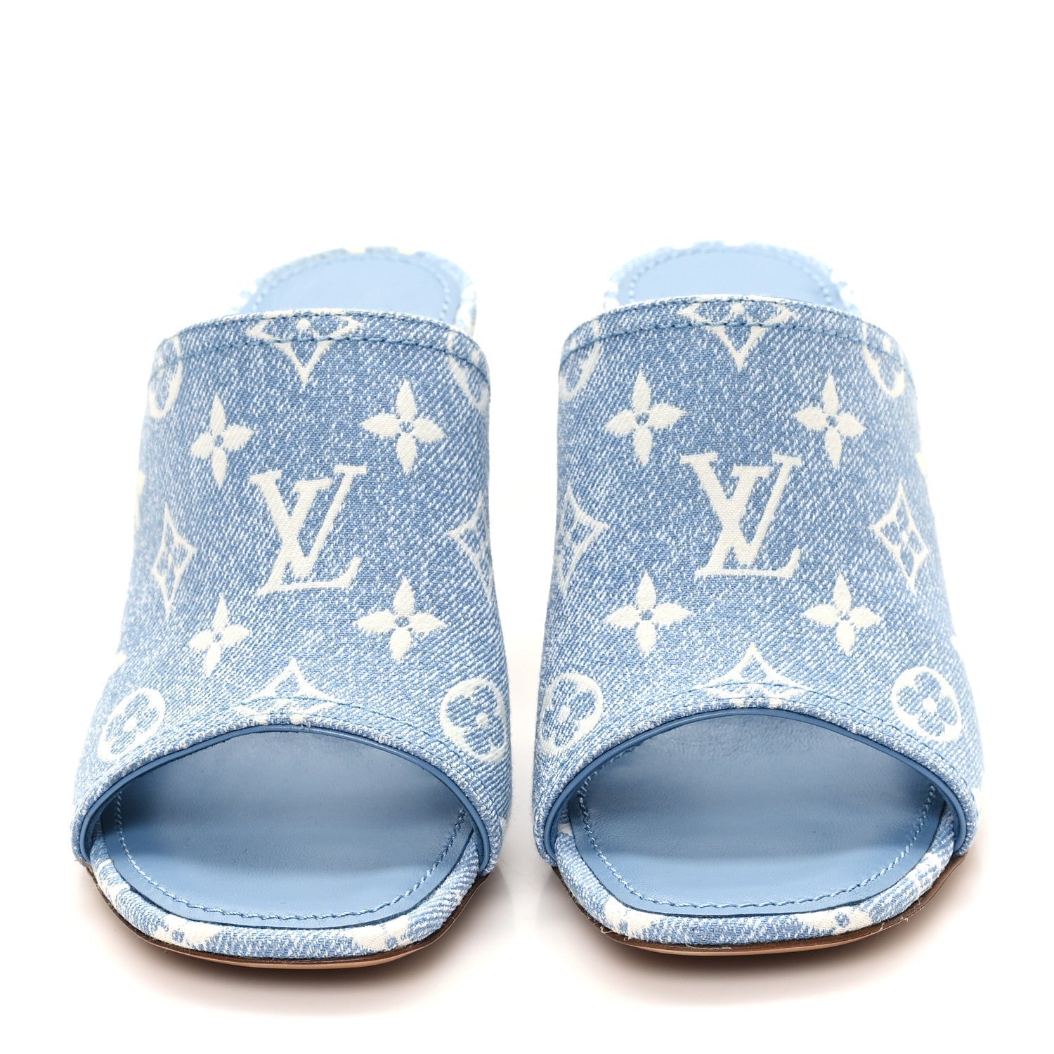 Denim Monogram Silhouette Mules 37 Blue