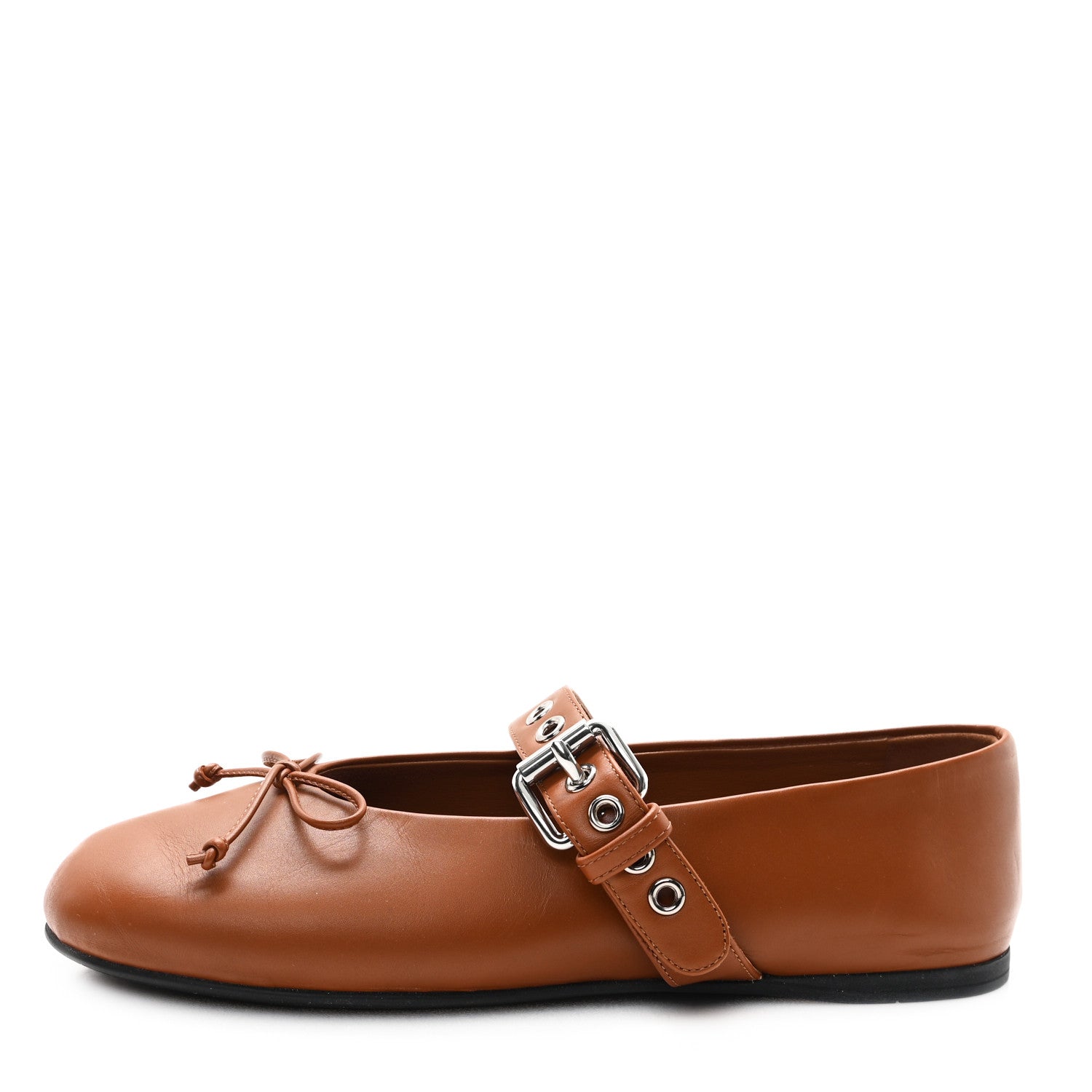 Calfskin Mary Jane Ballerina Flats 36 Cognac