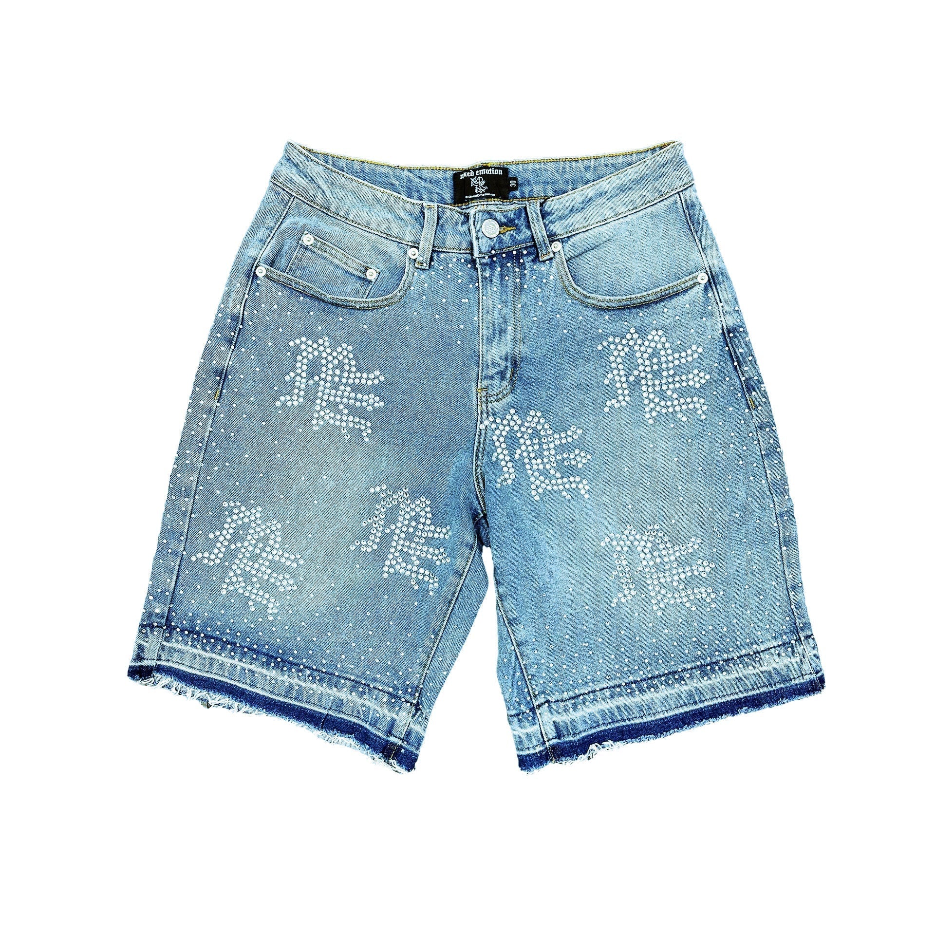 MIXED EMOTION Rhinestone Denim Shorts