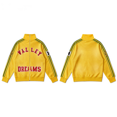 Vale Valley Retro Embroidered Stand Collar Zip Jacket