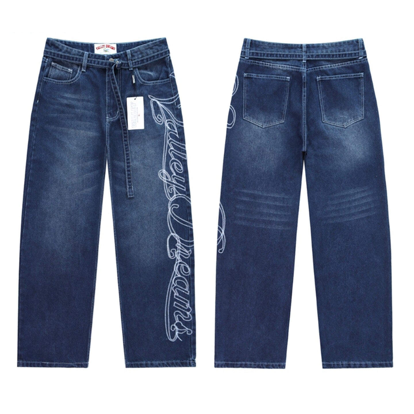 Vale Forever Retro Side Embroidered Straight Jeans