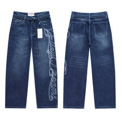 Vale Forever Retro Side Embroidered Straight Jeans