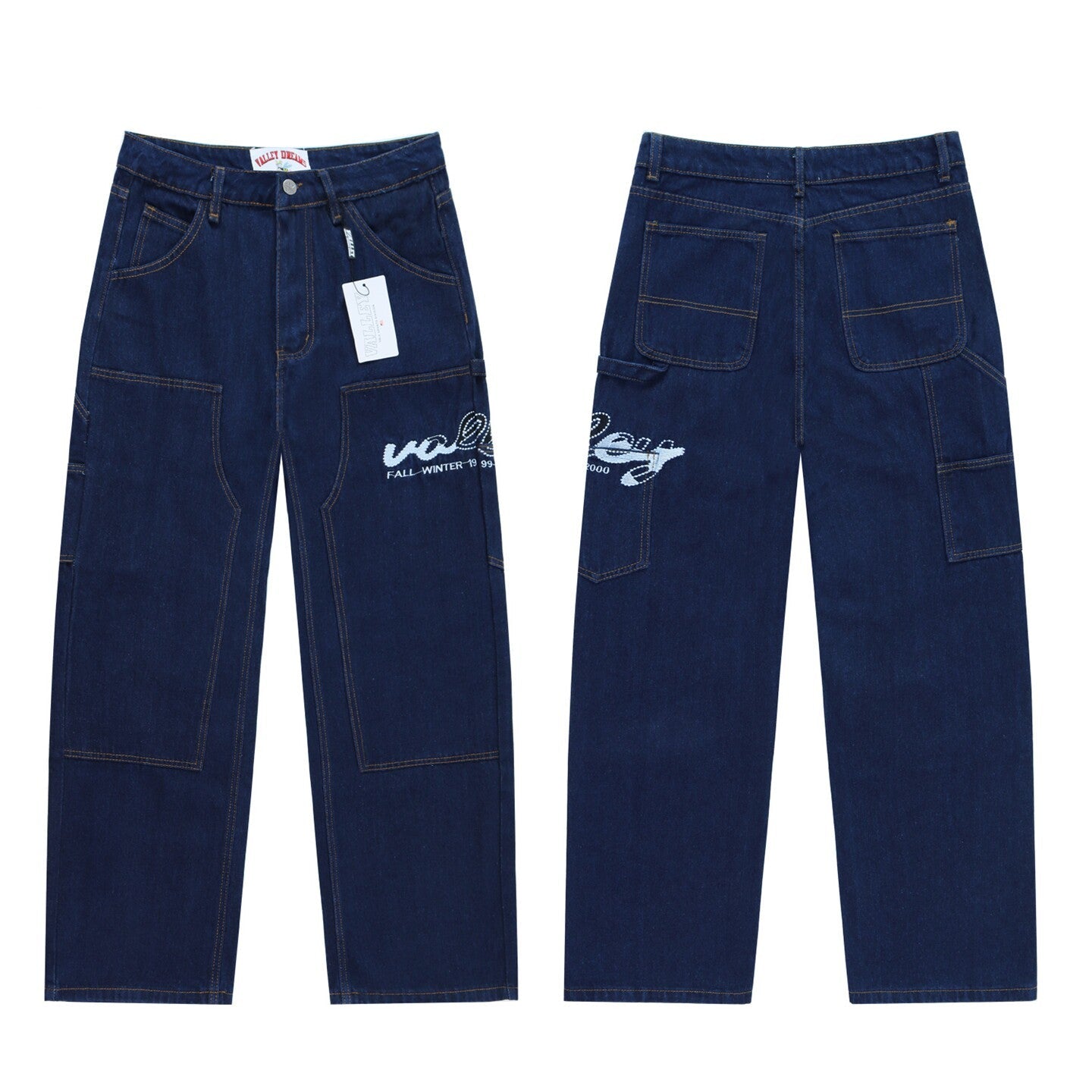 Vale Forever Retro Graffiti Distressed Straight Jeans