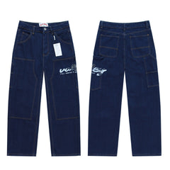 Vale Forever Retro Graffiti Distressed Straight Jeans