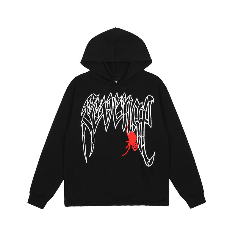 Revenge Halloween Halloween Skull Puff Print Fleece Hoodie