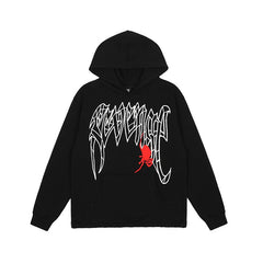 Revenge Halloween Halloween Skull Puff Print Fleece Hoodie