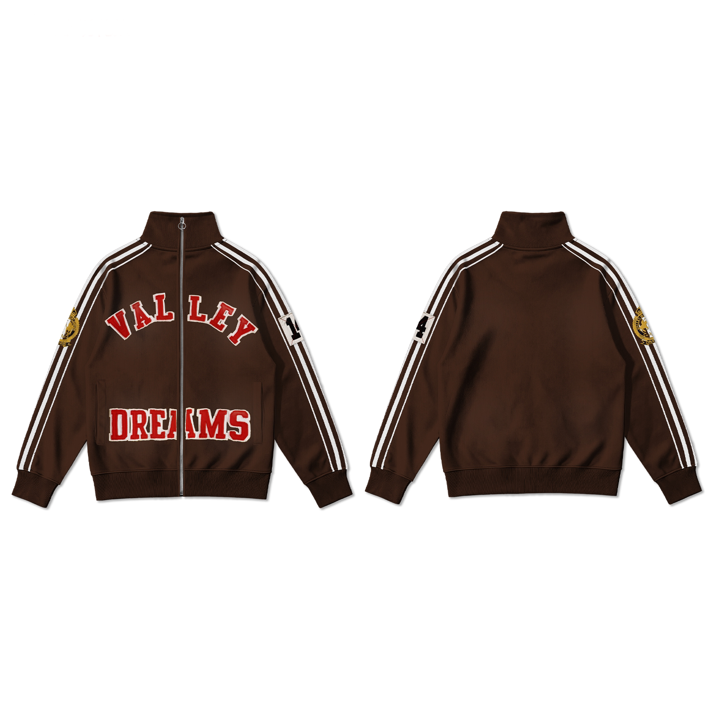 Vale Valley Retro Embroidered Stand Collar Zip Jacket