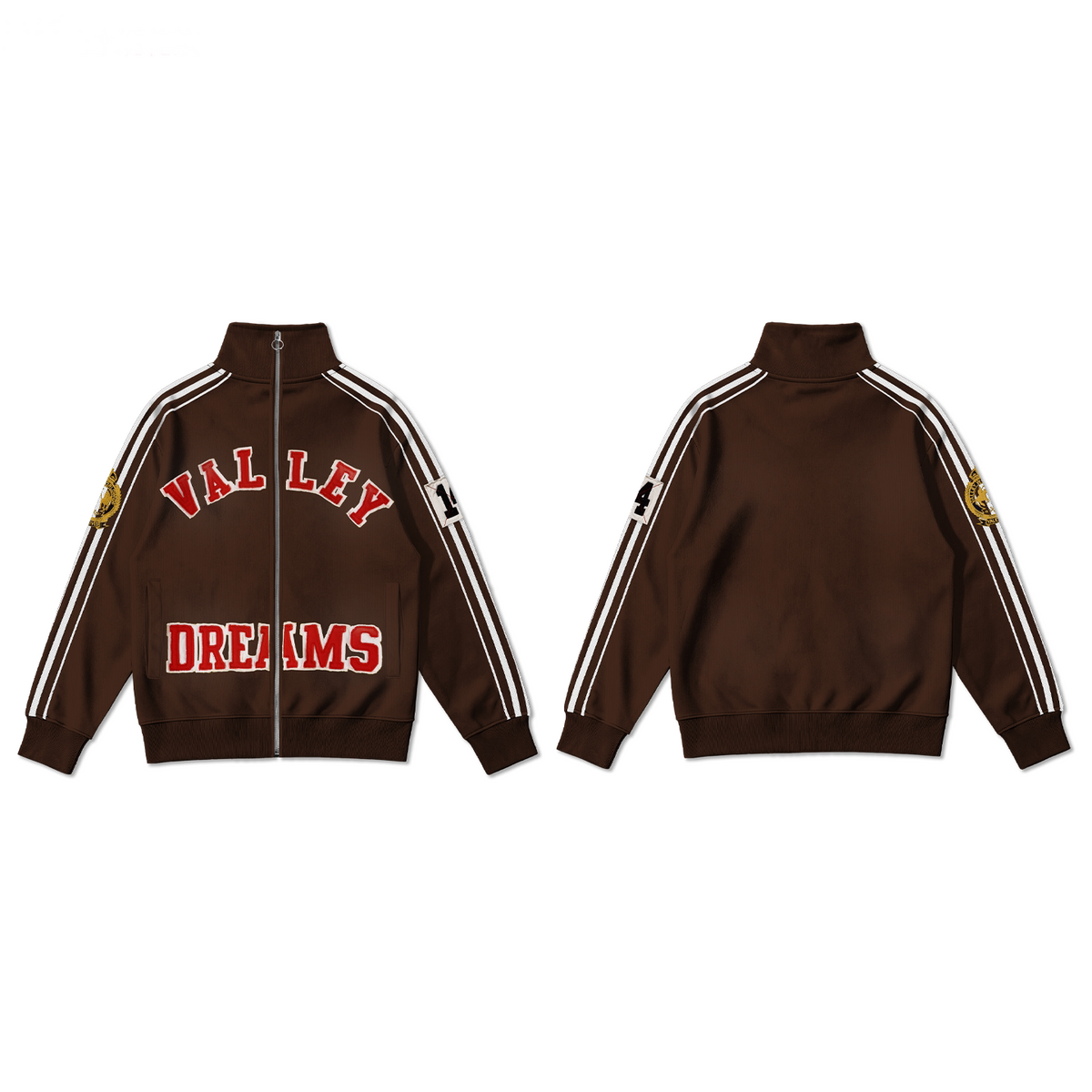 Vale Valley Retro Embroidered Stand Collar Zip Jacket