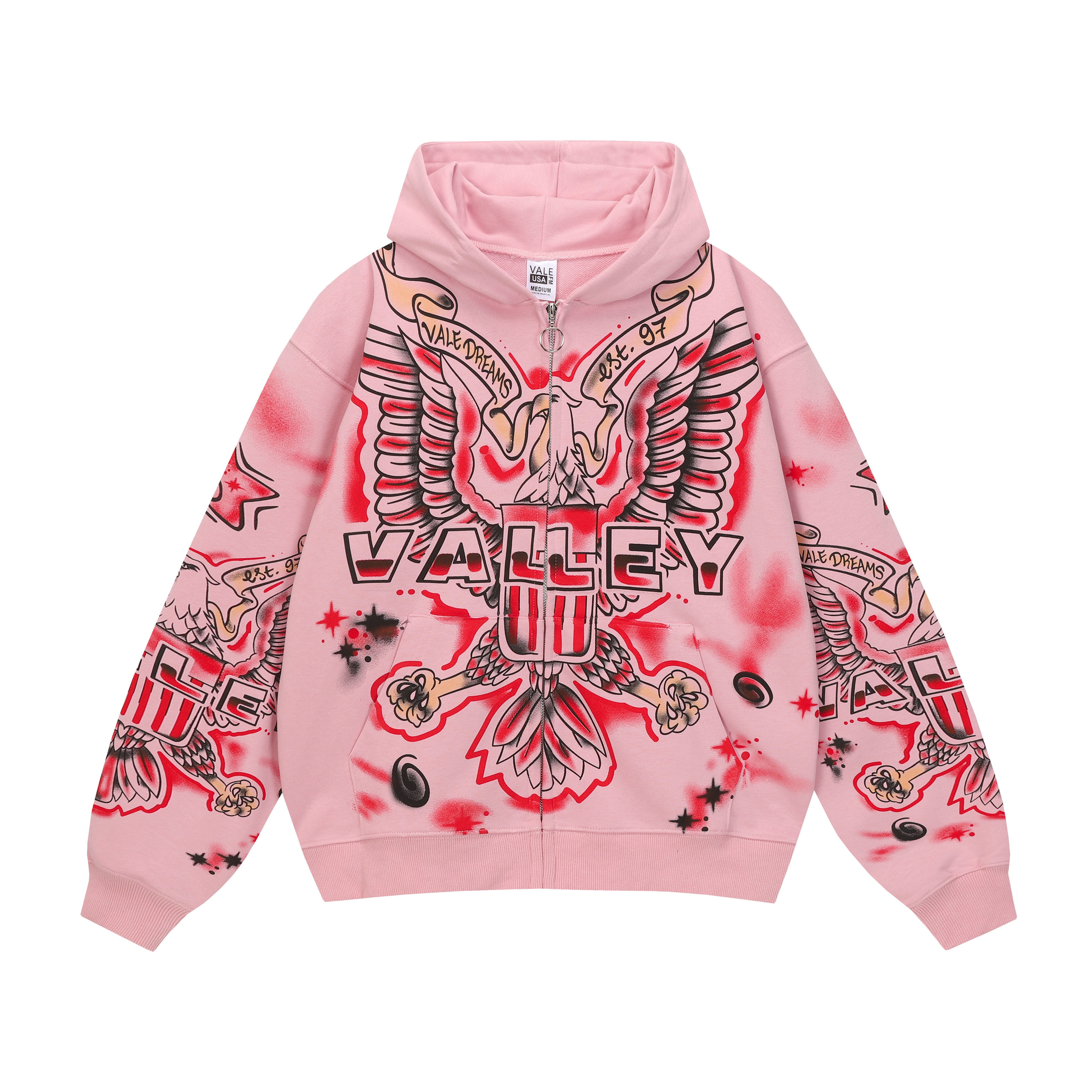 VALE VALLEY Liberty Printed Spliced Zip Hoodie
