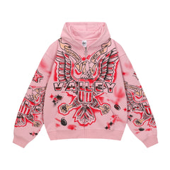 VALE VALLEY Liberty Printed Spliced Zip Hoodie