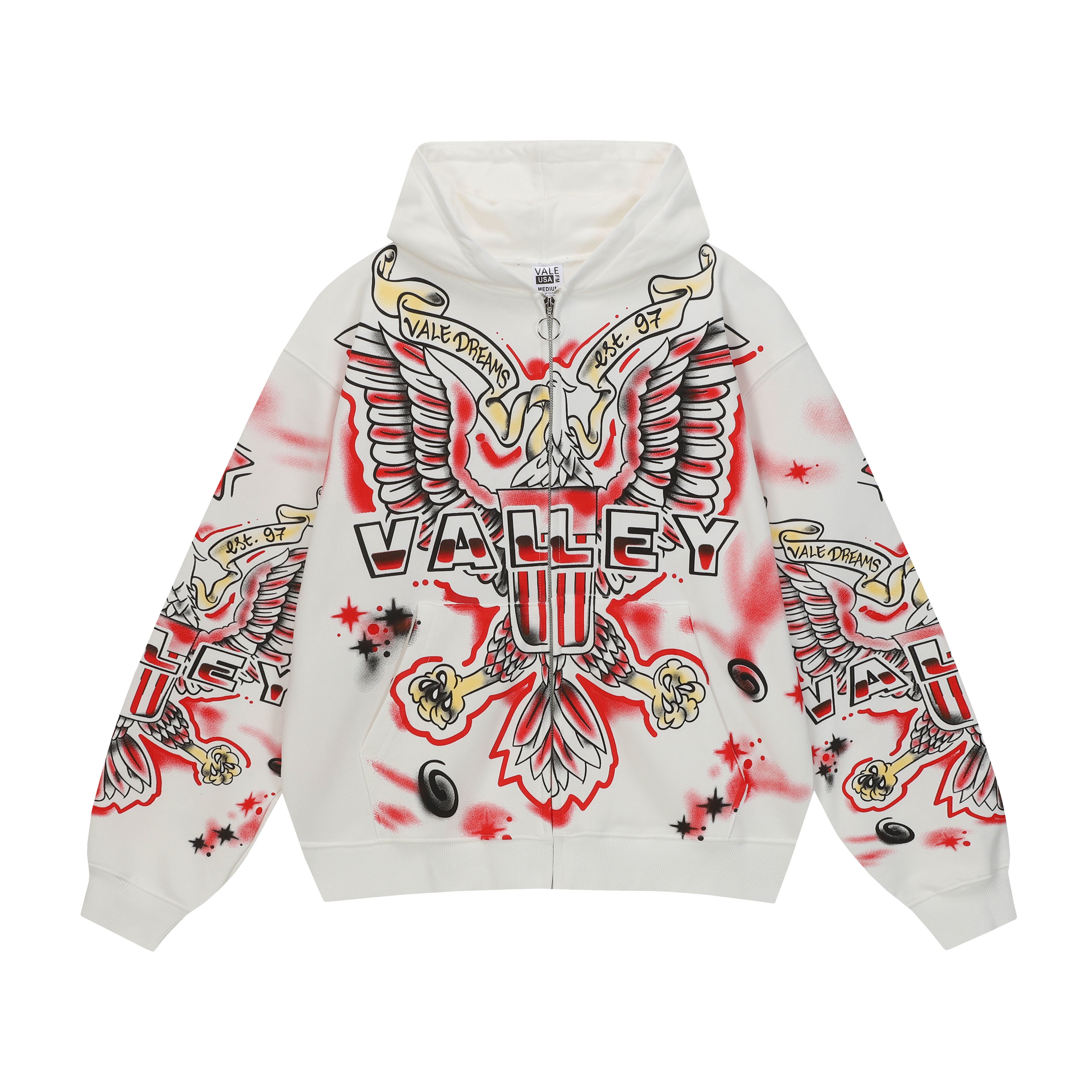 VALE VALLEY Liberty Printed Spliced Zip Hoodie