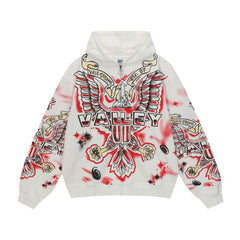 VALE VALLEY Liberty Printed Spliced Zip Hoodie