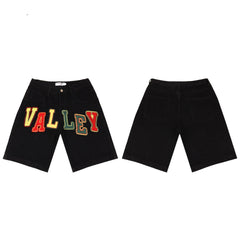 Vale Forever Rhinestone Embroidered Denim Shorts