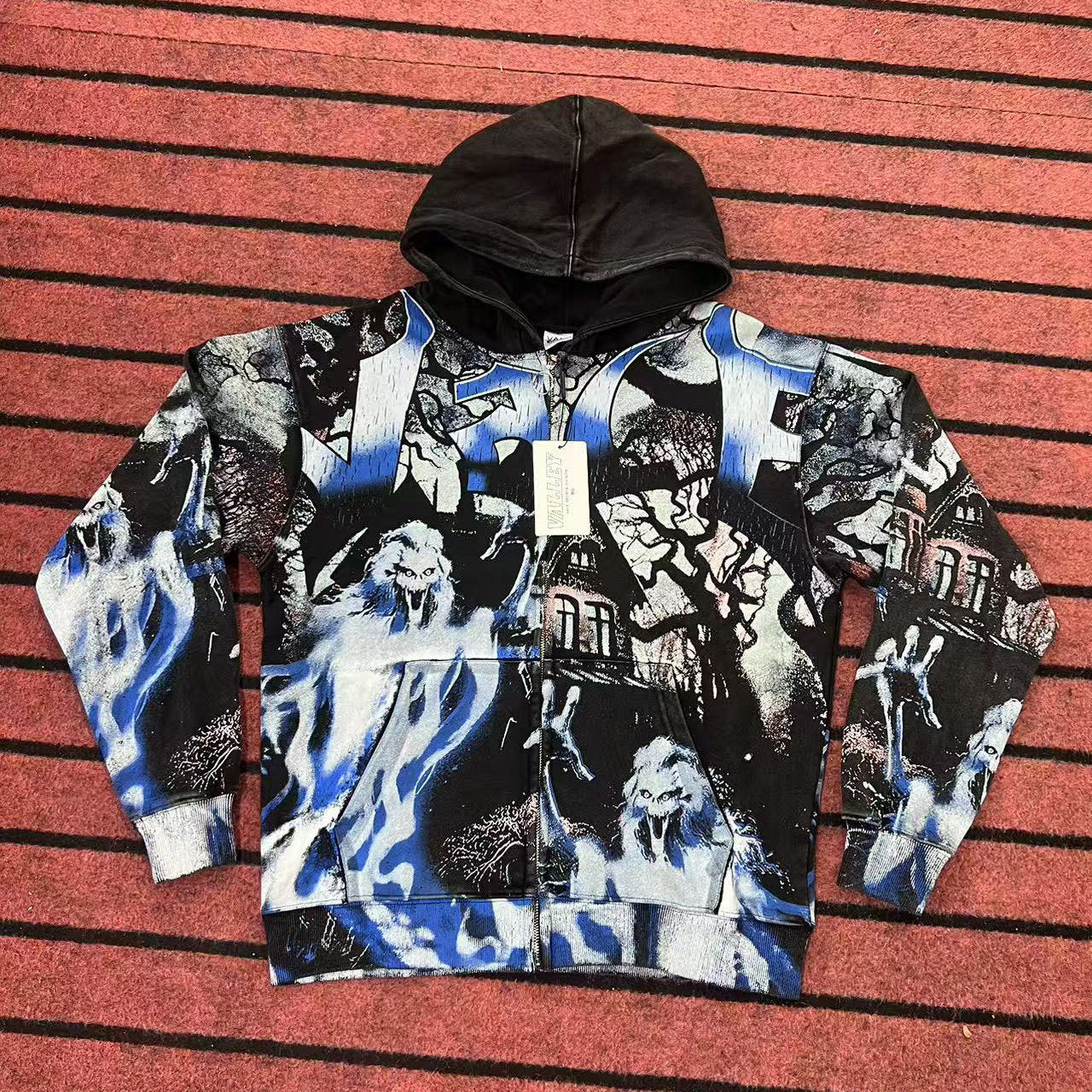 VALE VALLEY Liberty Printed Spliced Zip Hoodie