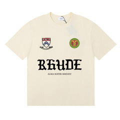 RHUDE American Retro Letter Print Loose Casual T-Shirt